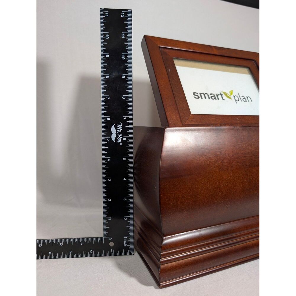 Smart Plan Dark Brown 11x7 inch Wooden Memory Box with Photo Frame Lid Urn - Picture 7 of 9